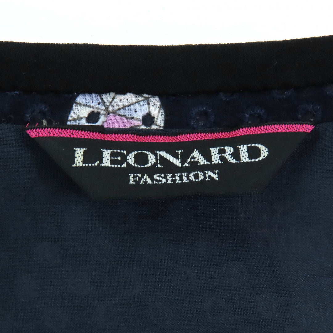 素晴らしいLEONARDワンピース ブラック マルチコットン レディース 34 0330812