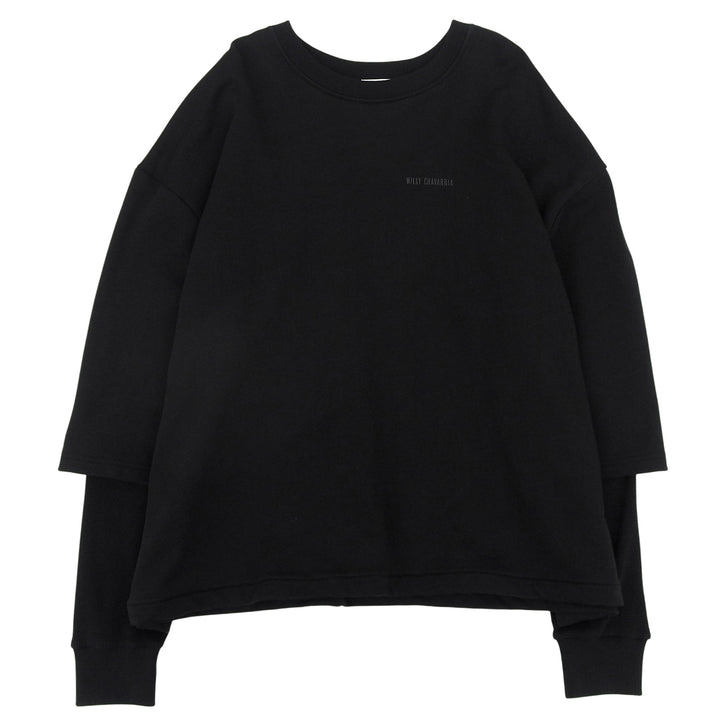 Pristine WILLY CHAVARRIA sweat WAFFLE LINED LS BUFFALO T black cotton mens L