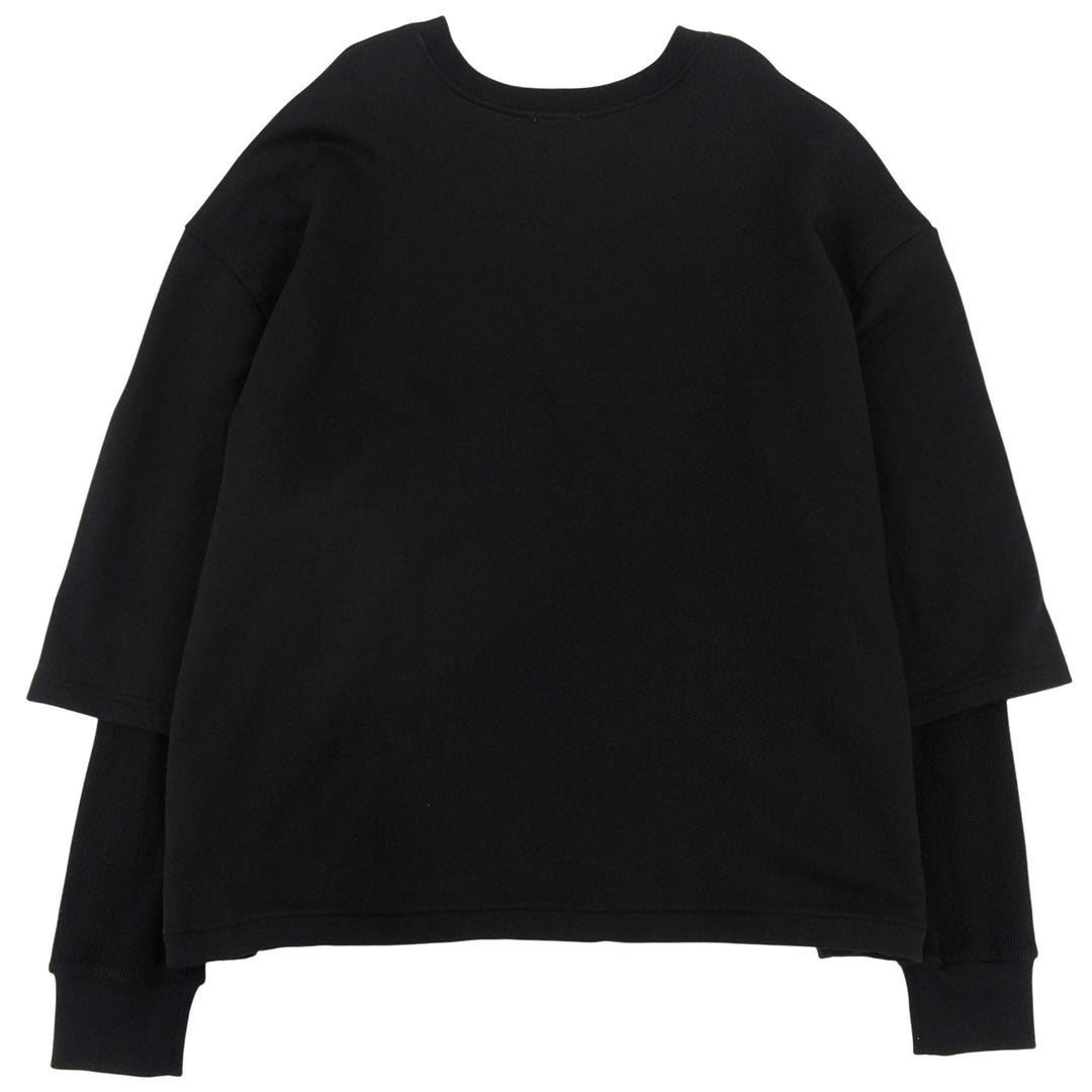 Pristine WILLY CHAVARRIA sweat WAFFLE LINED LS BUFFALO T black cotton mens L