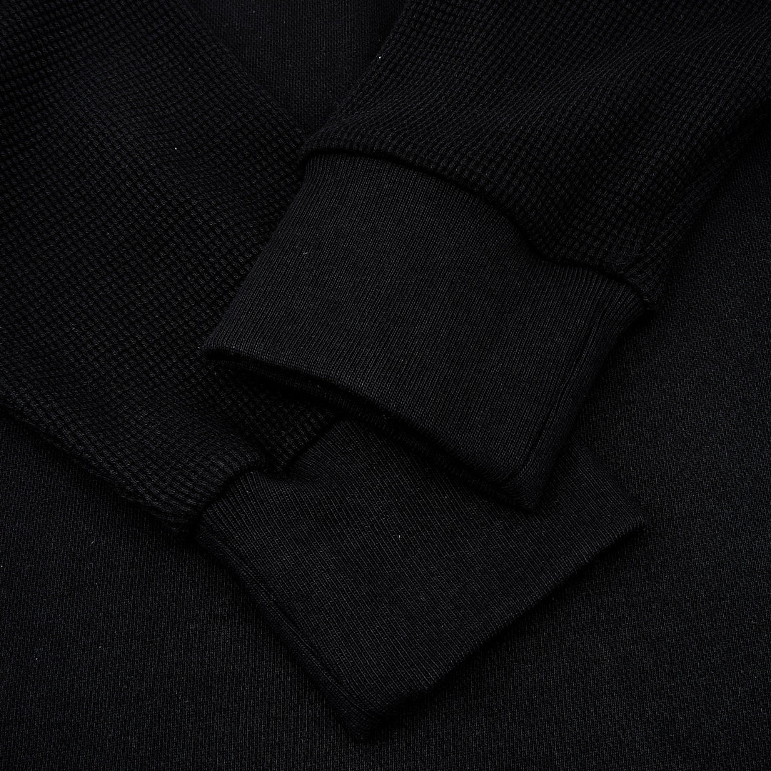 Pristine WILLY CHAVARRIA sweat WAFFLE LINED LS BUFFALO T black cotton mens L