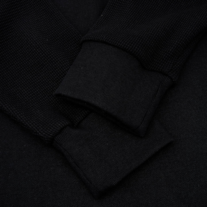 Pristine WILLY CHAVARRIA sweat WAFFLE LINED LS BUFFALO T black cotton mens L