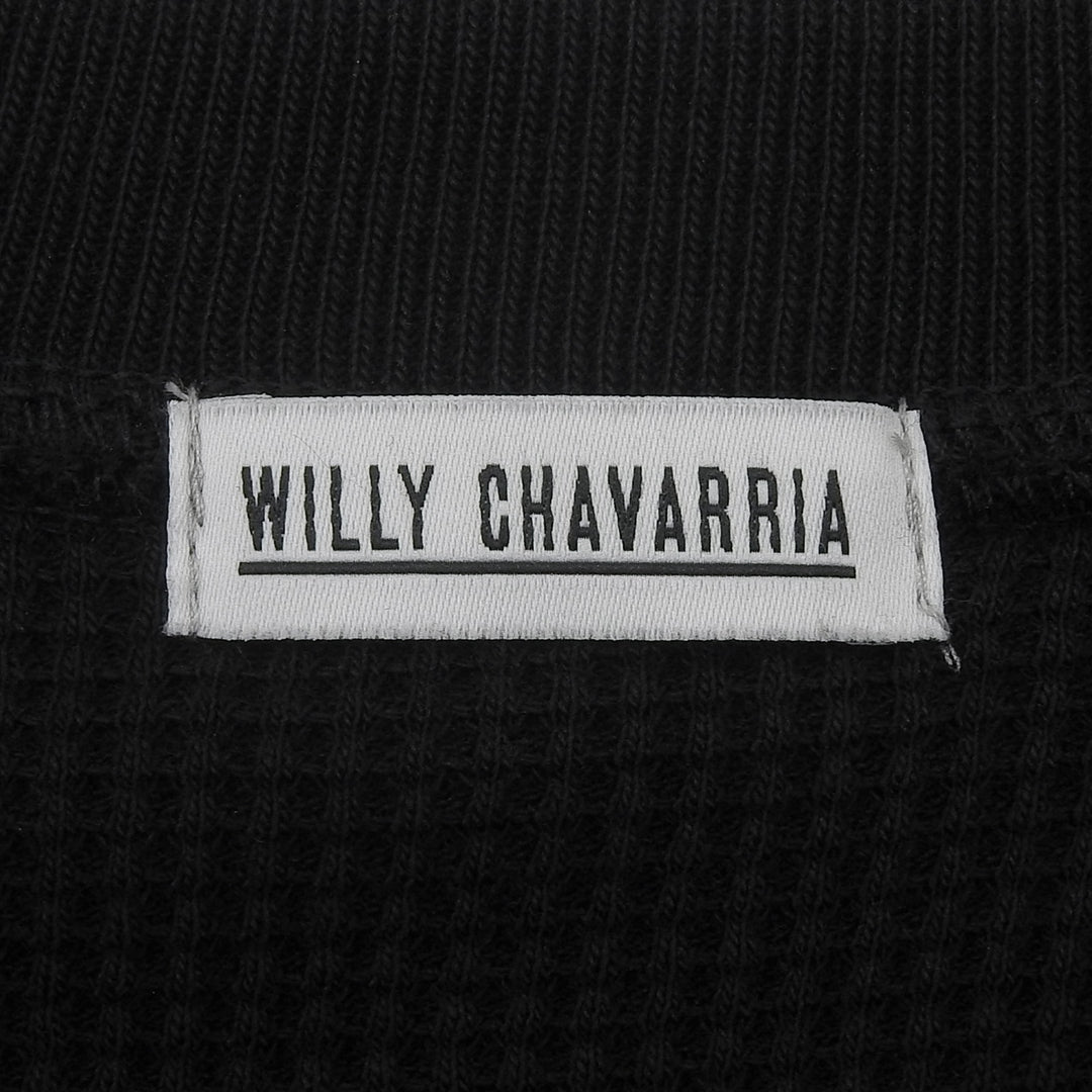 Pristine WILLY CHAVARRIA sweat WAFFLE LINED LS BUFFALO T black cotton mens L