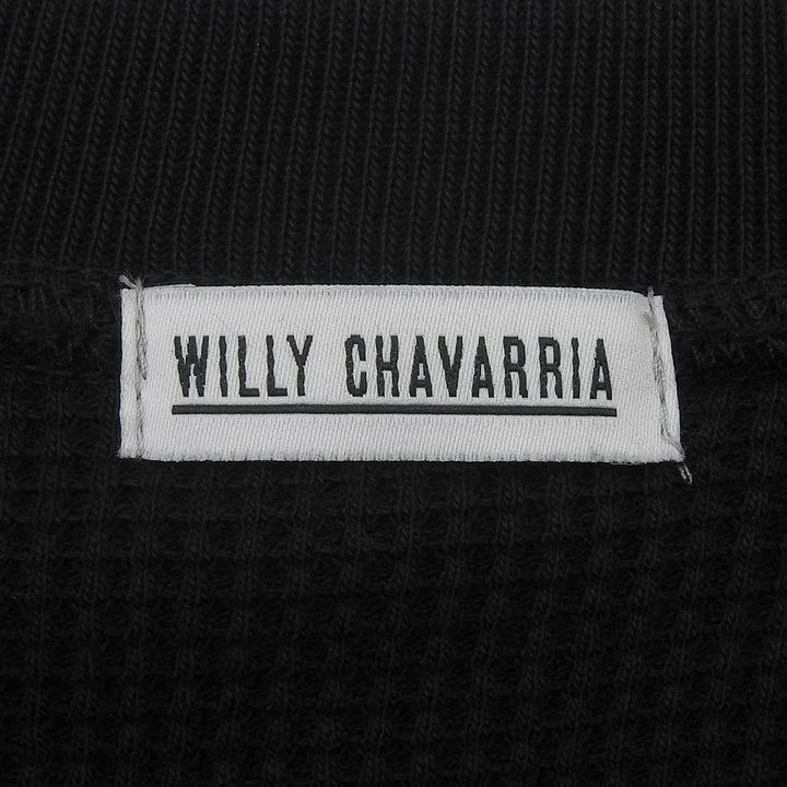 Pristine WILLY CHAVARRIA sweat WAFFLE LINED LS BUFFALO T black cotton mens L