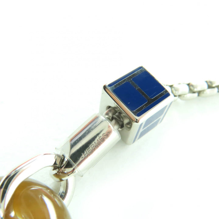 新品 HERMES ネックレス Meli Melo Hロゴ ペンダント シルバー ブルー レディース