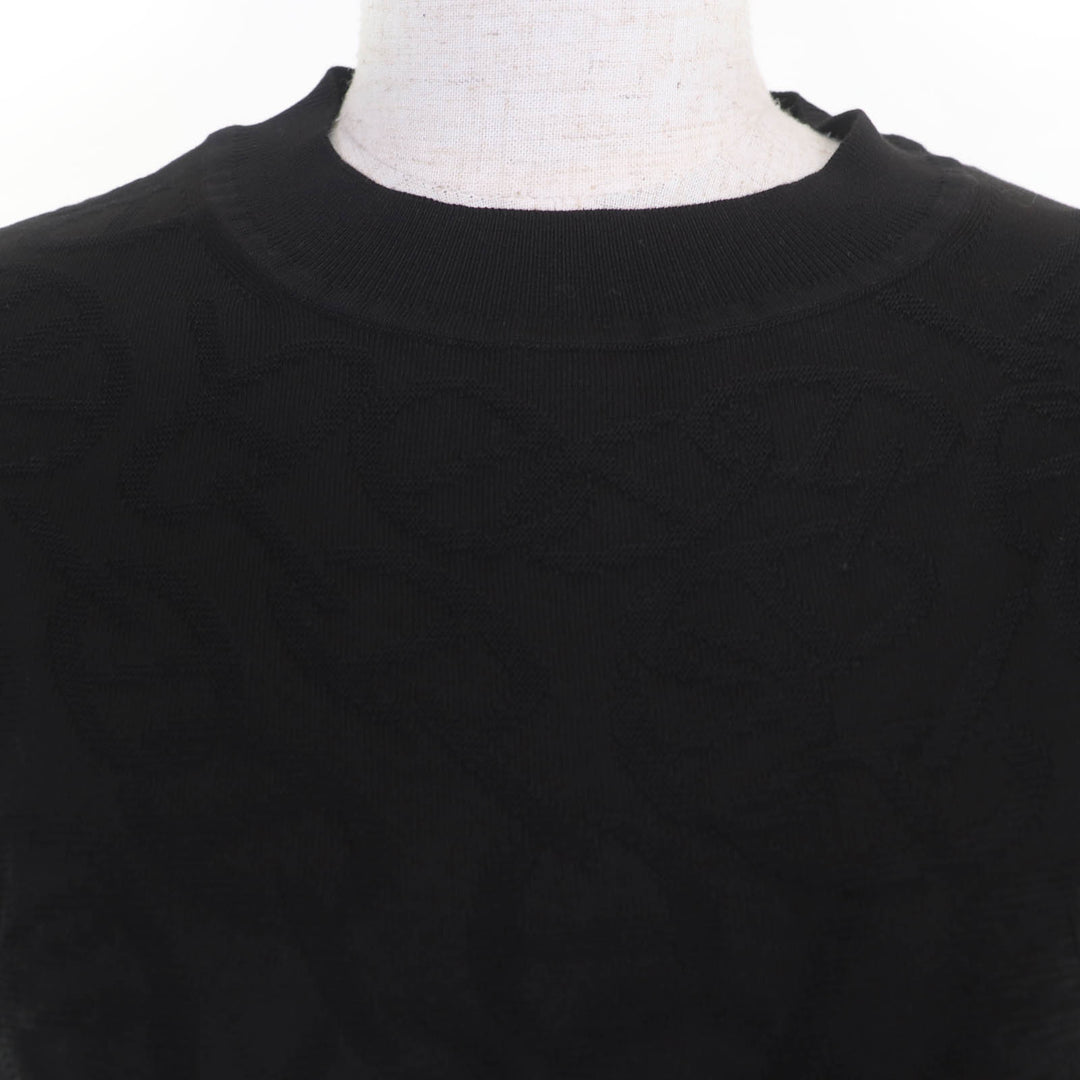 Excellent HERMES Short sleeve knit Naoussa Chaine black silk 36 4E2649DC