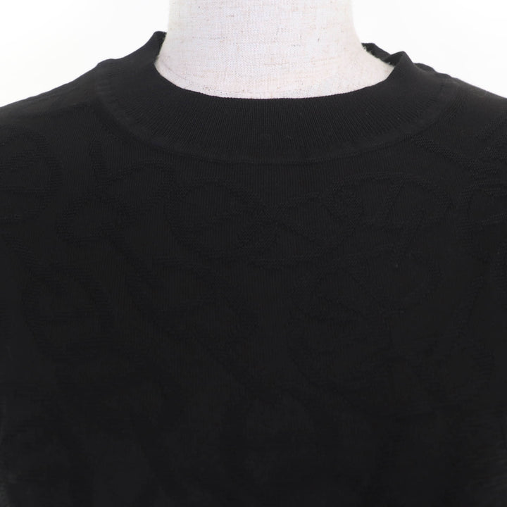 Excellent HERMES Short sleeve knit Naoussa Chaine black silk 36 4E2649DC