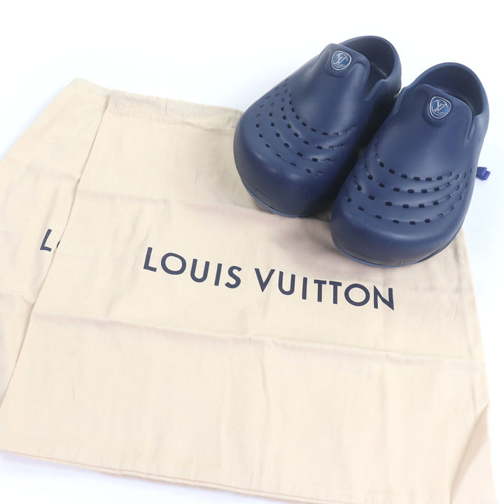 素晴らしい LOUIS VUITTON サンダル LV シャークライン モノグラム ラバー ネイビー ラバー メンズ 6