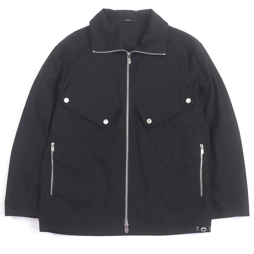Excellent HERMES Jacket Serie button H logo zip black Nylon mens 46