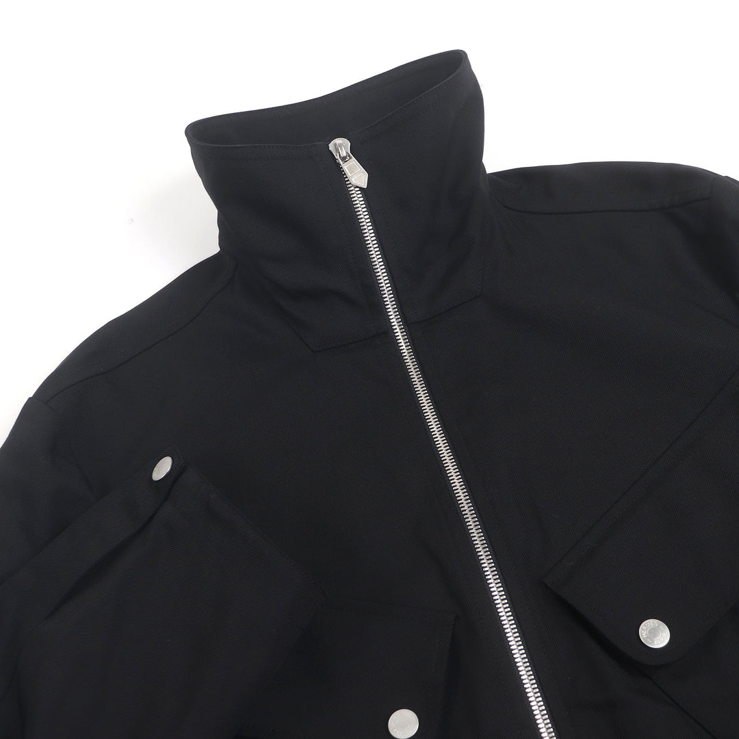 Excellent HERMES Jacket Serie button H logo zip black Nylon mens 46