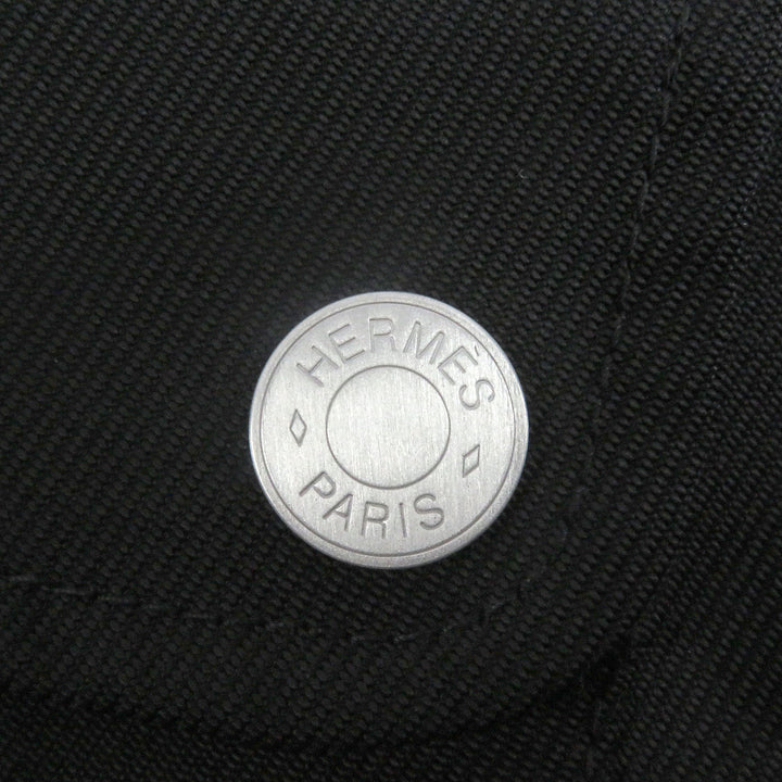 Excellent HERMES Jacket Serie button H logo zip black Nylon mens 46