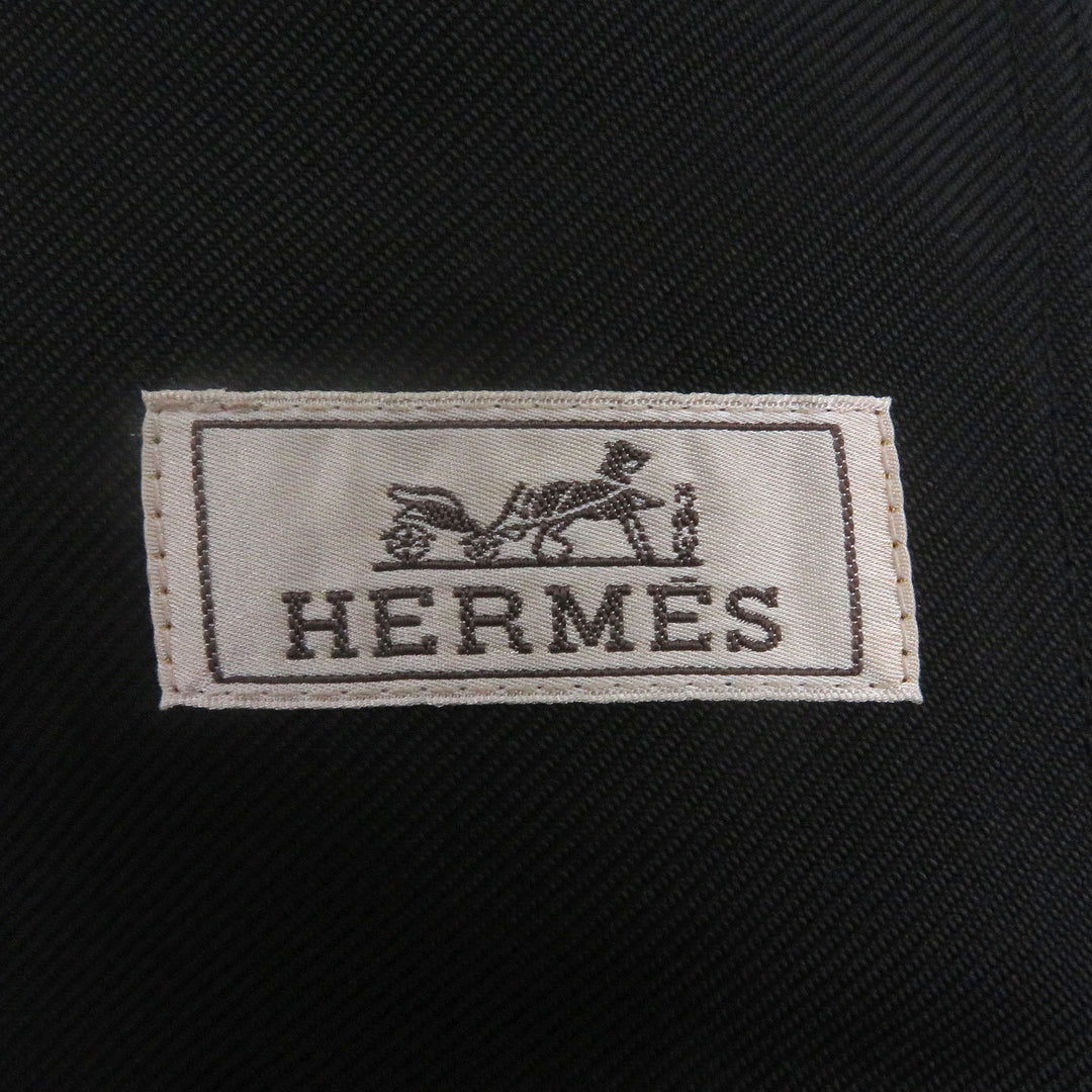 Excellent HERMES Jacket Serie button H logo zip black Nylon mens 46