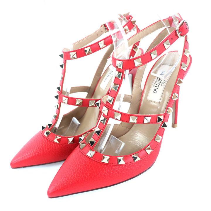 Great Valentino Garavani pumps Rockstud pointed toe Red leather Women 36