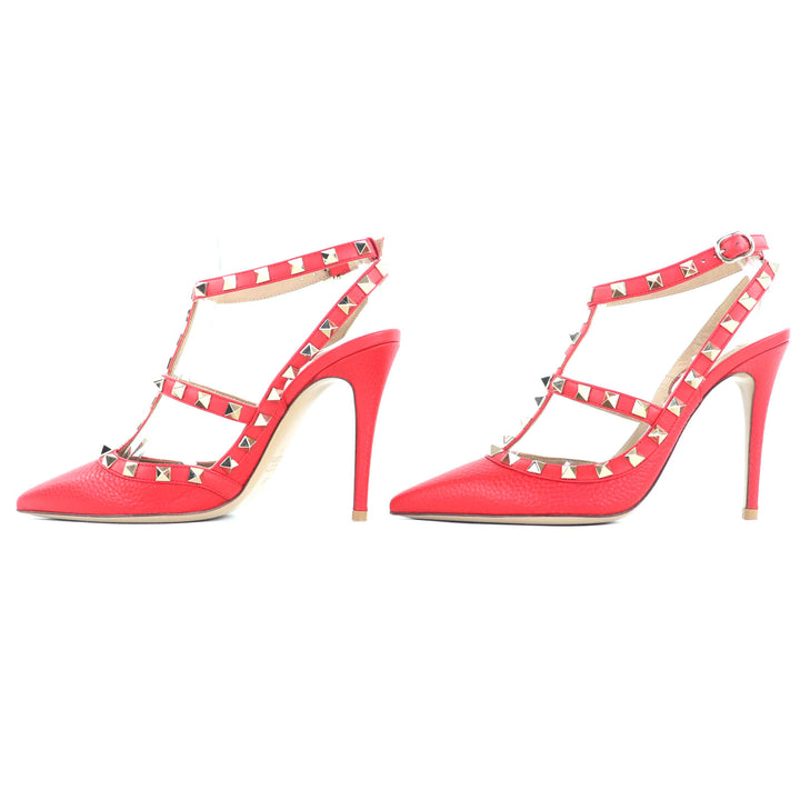 Great Valentino Garavani pumps Rockstud pointed toe Red leather Women 36