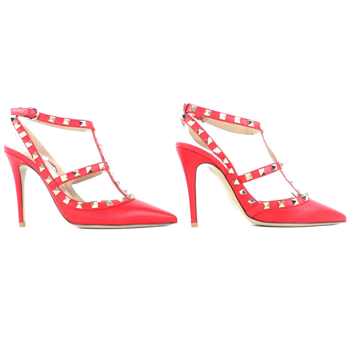 Great Valentino Garavani pumps Rockstud pointed toe Red leather Women 36