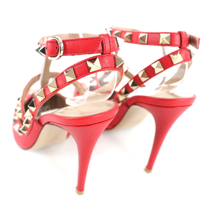 Great Valentino Garavani pumps Rockstud pointed toe Red leather Women 36