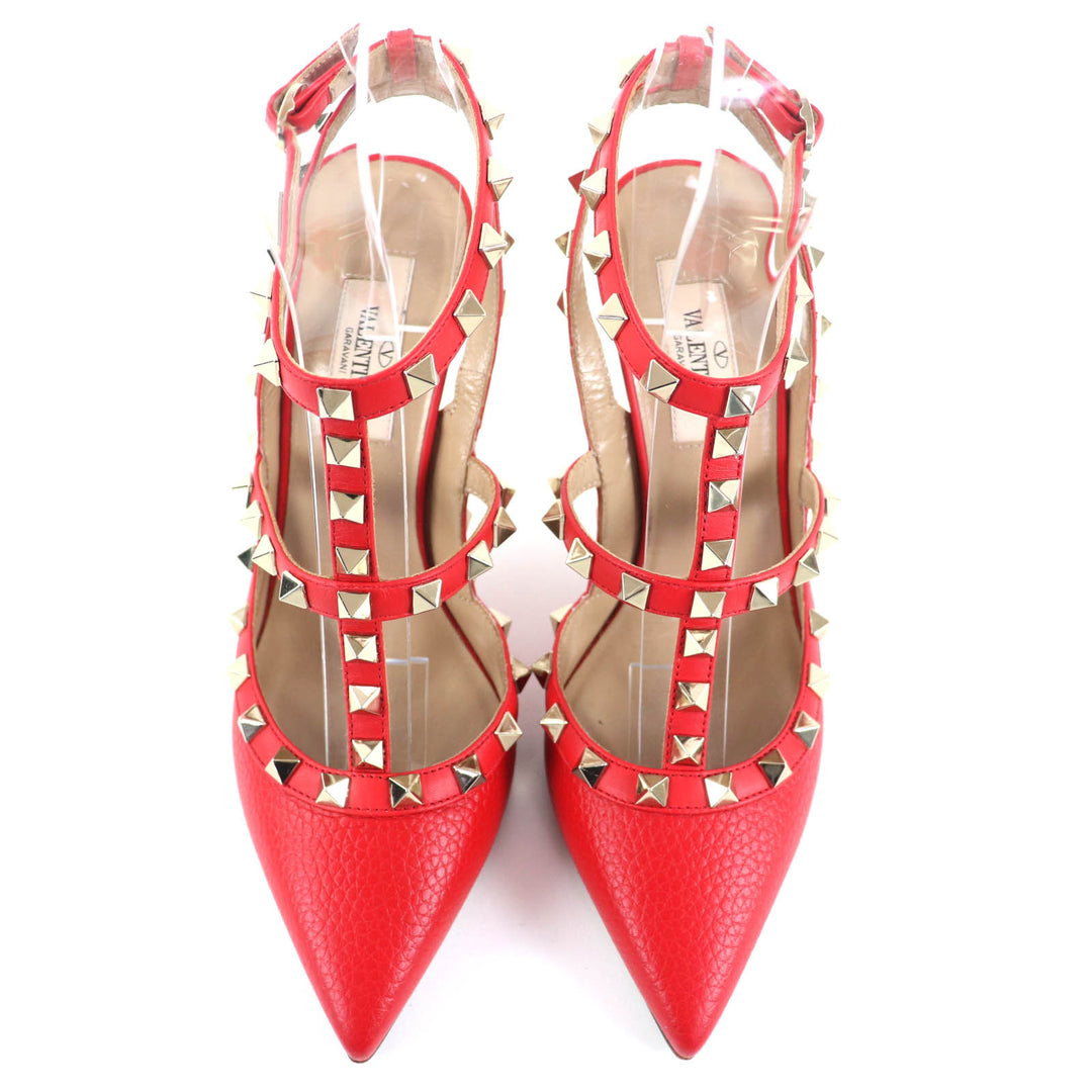 Great Valentino Garavani pumps Rockstud pointed toe Red leather Women 36