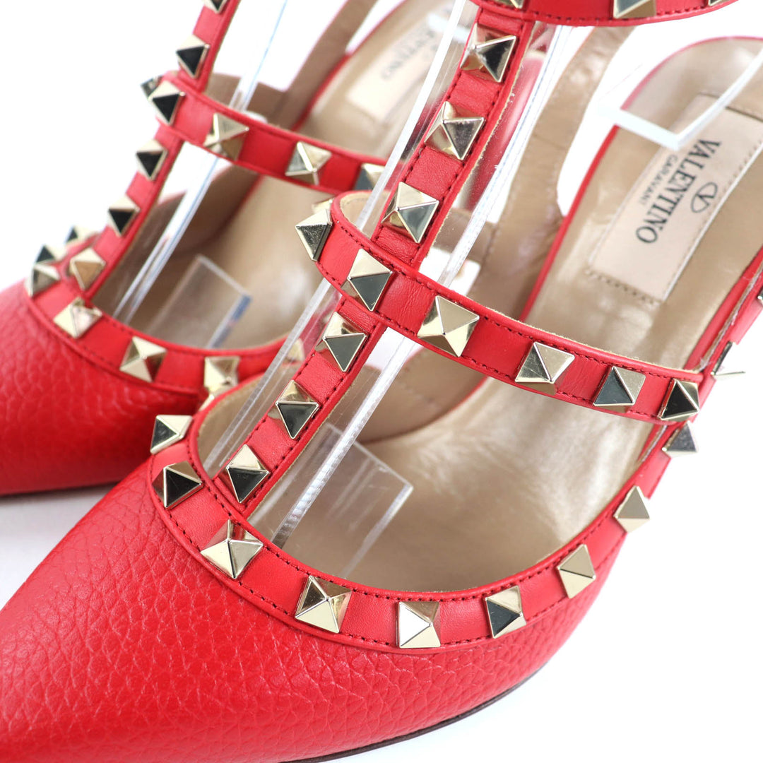 Great Valentino Garavani pumps Rockstud pointed toe Red leather Women 36