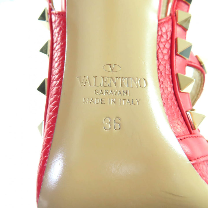 Great Valentino Garavani pumps Rockstud pointed toe Red leather Women 36