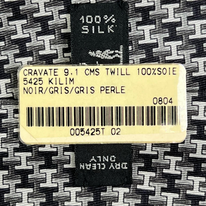 Pristine HERMES tie H logo total pattern gray silk mens 5425 OA