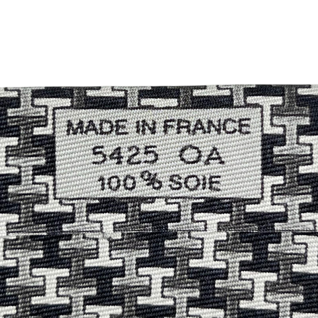 Pristine HERMES tie H logo total pattern gray silk mens 5425 OA