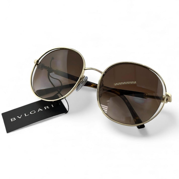 Excellent BVLGARI sunglasses Gradation Gold brown mens 6135