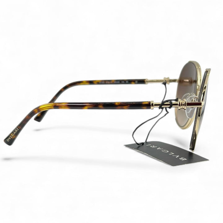 Excellent BVLGARI sunglasses Gradation Gold brown mens 6135