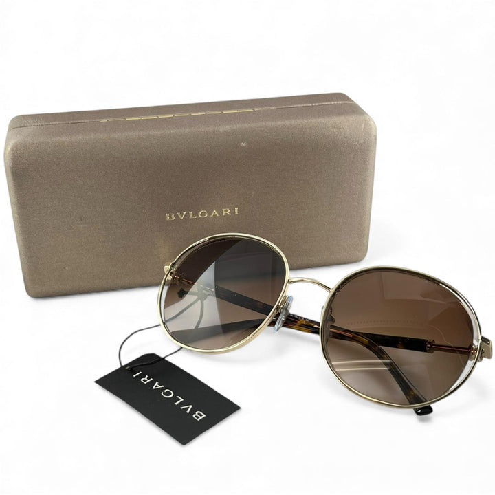 Excellent BVLGARI sunglasses Gradation Gold brown mens 6135