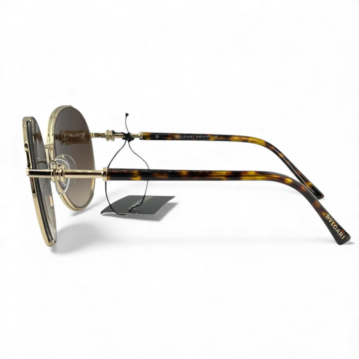Excellent BVLGARI sunglasses Gradation Gold brown mens 6135