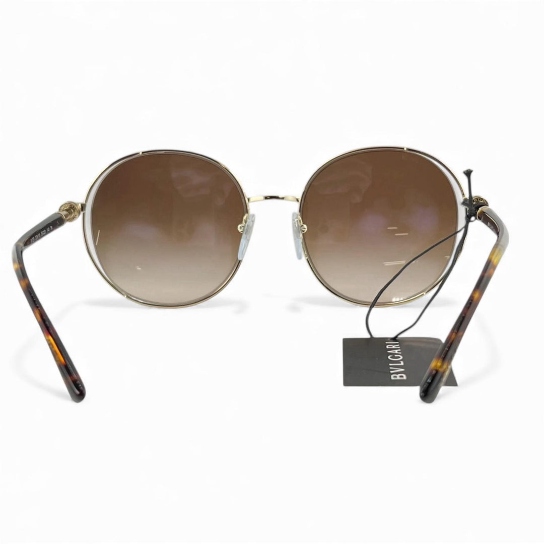 Excellent BVLGARI sunglasses Gradation Gold brown mens 6135