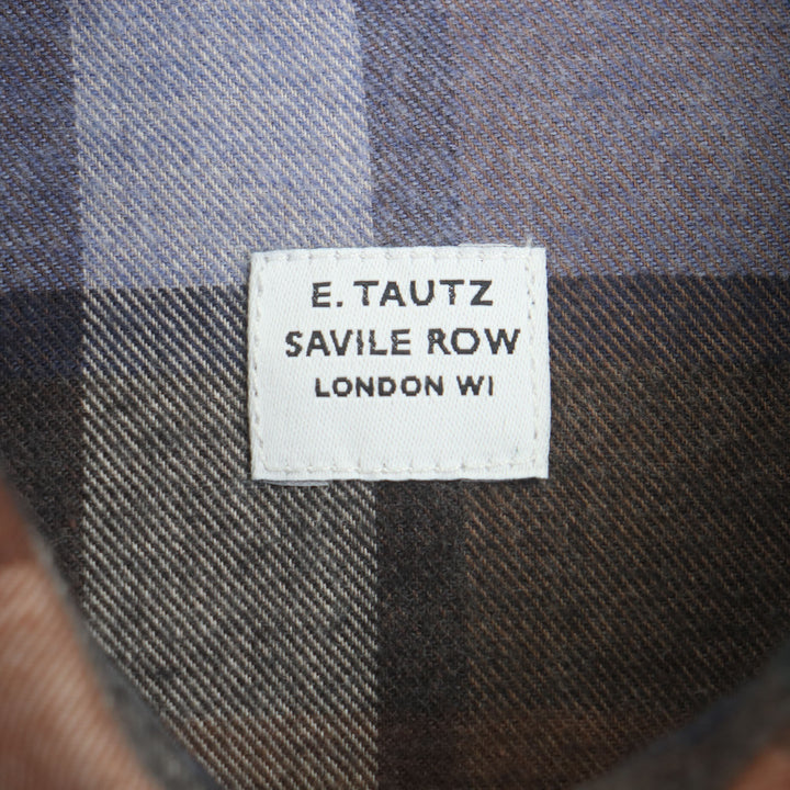 素晴らしい E.TAUTZ 長袖シャツ LINEMAN SHIRT NV ブラウン ネイビー コットン メンズ XS