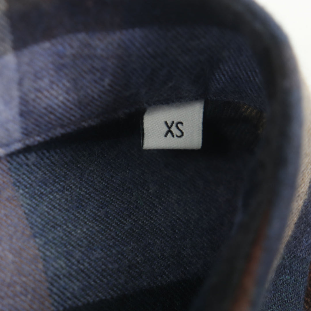 素晴らしい E.TAUTZ 長袖シャツ LINEMAN SHIRT NV ブラウン ネイビー コットン メンズ XS