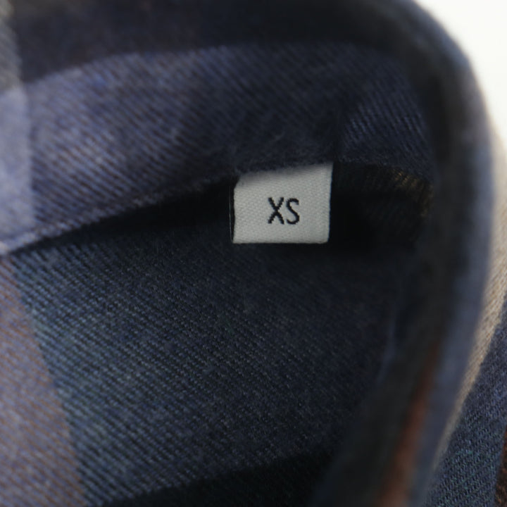 素晴らしい E.TAUTZ 長袖シャツ LINEMAN SHIRT NV ブラウン ネイビー コットン メンズ XS