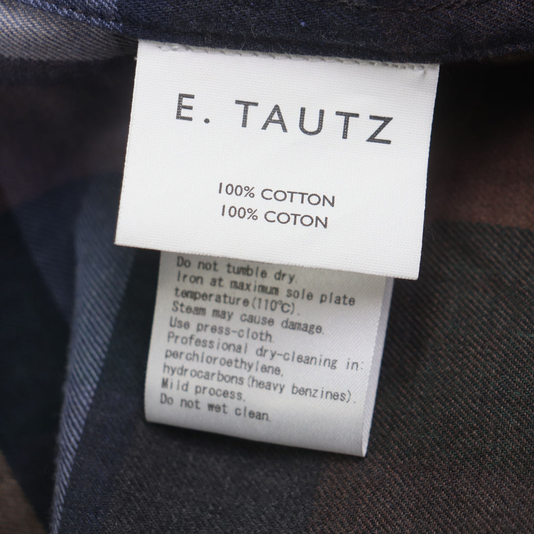 Excellent E.TAUTZ Long sleeve shirt LINEMAN SHIRT NV Brown navy cotton mens XS
