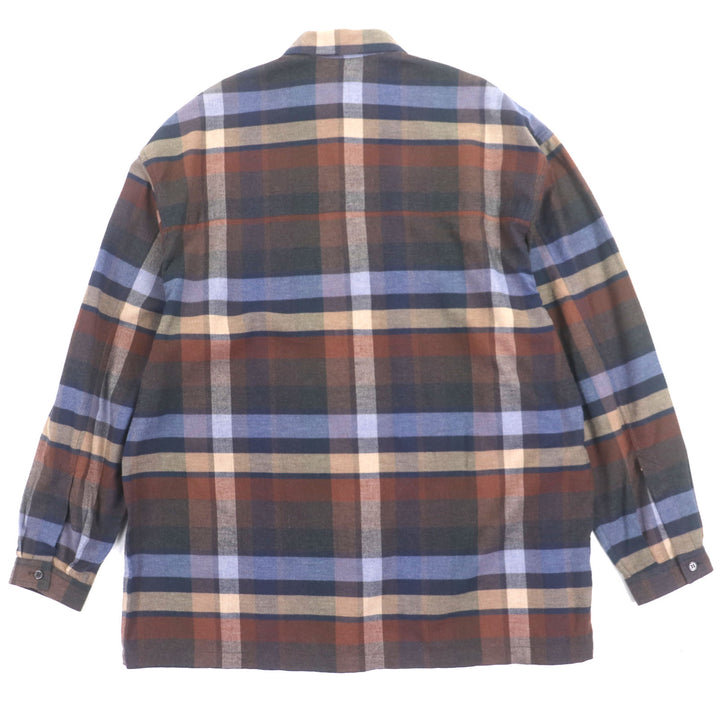 素晴らしい E.TAUTZ 長袖シャツ LINEMAN SHIRT NV ブラウン ネイビー コットン メンズ XS