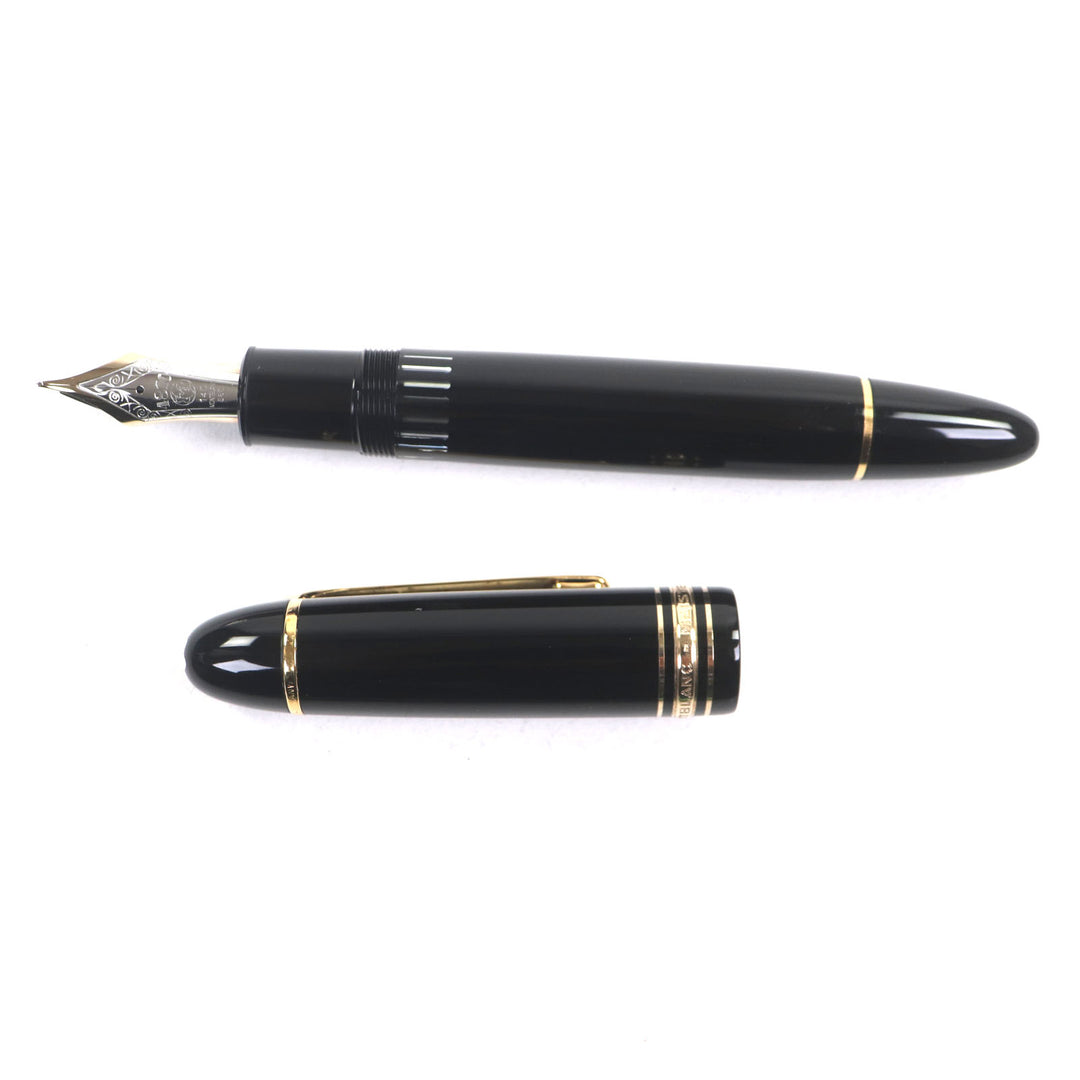 偉大な MONTBLANC 万年筆 マイスターシュテュック 149 ホワイトスター ブラックゴールド 14K メンズ