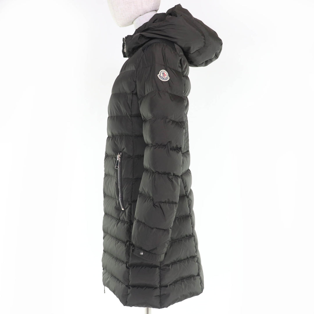 非常に良い MONCLER ダウンコート OROPHIN レザーロゴパッチ フード付き カーキ レディース 1