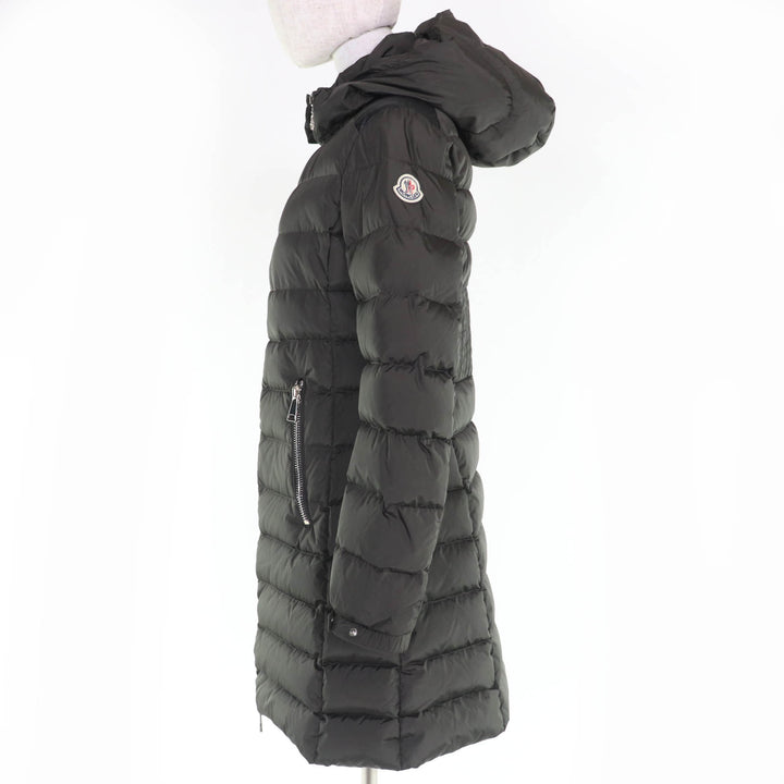 非常に良い MONCLER ダウンコート OROPHIN レザーロゴパッチ フード付き カーキ レディース 1