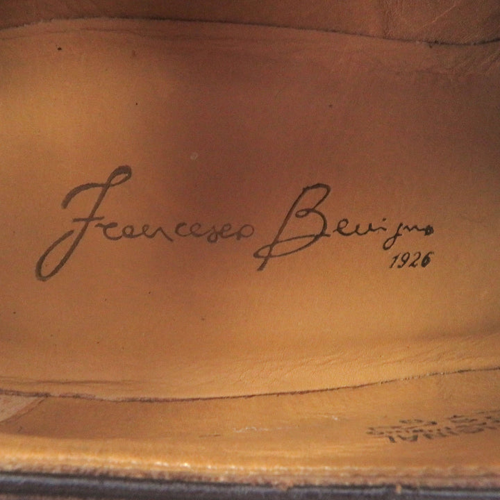 素晴らしいFRANCESCO BENIGNOドレスシューズ 穴あきレースアップ ブラウンレザー メンズ 6