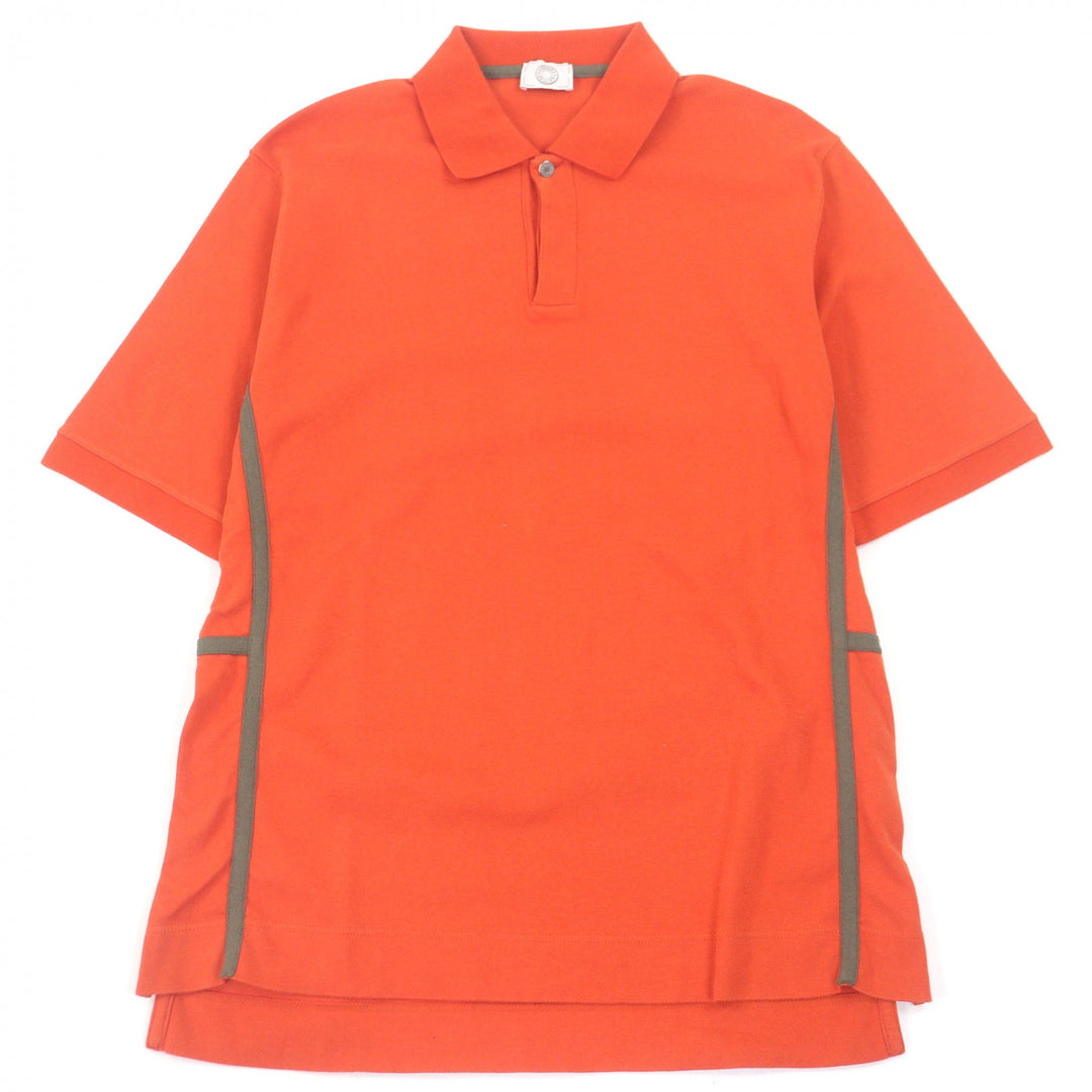 Excellent HERMES Short sleeve polo shirt Serie Button Side H Logo Orange