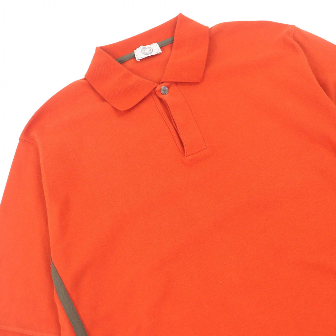 Excellent HERMES Short sleeve polo shirt Serie Button Side H Logo Orange