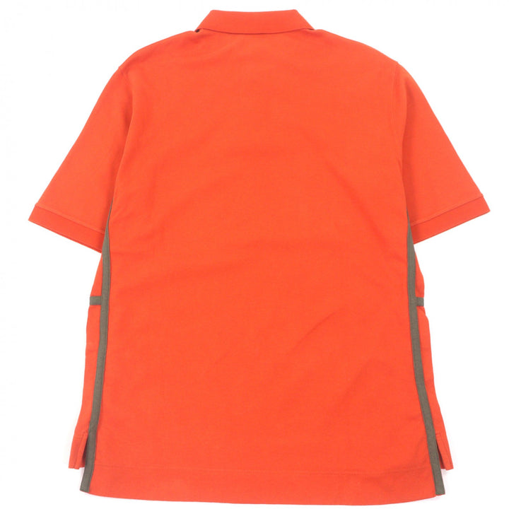 Excellent HERMES Short sleeve polo shirt Serie Button Side H Logo Orange