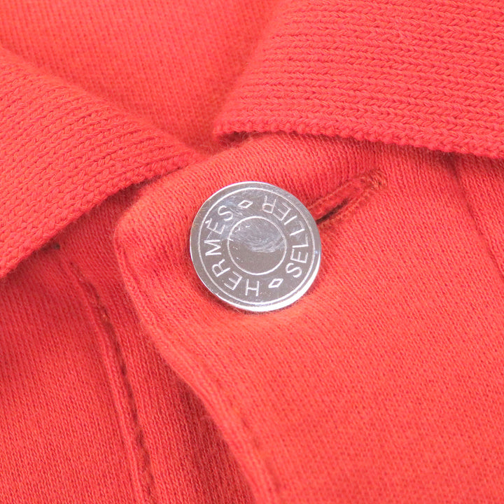 Excellent HERMES Short sleeve polo shirt Serie Button Side H Logo Orange