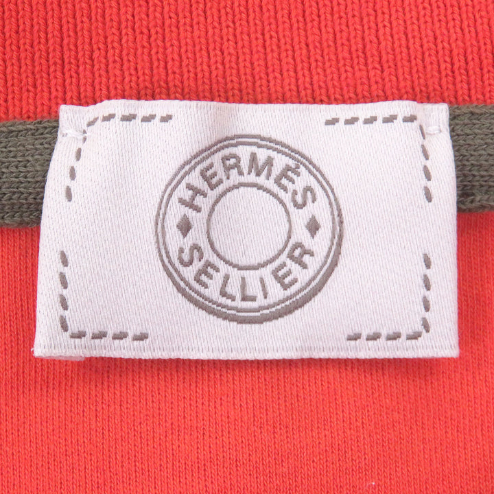 Excellent HERMES Short sleeve polo shirt Serie Button Side H Logo Orange
