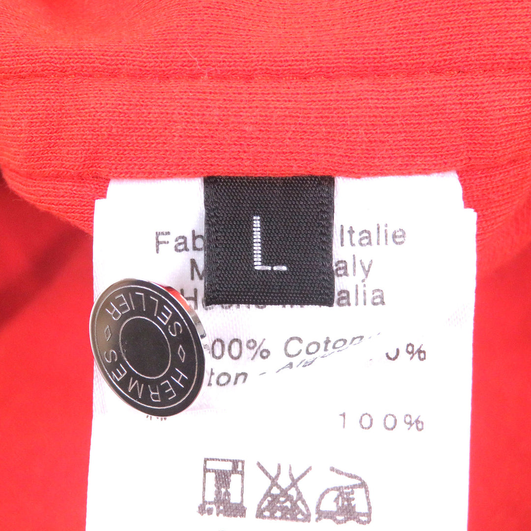 Excellent HERMES Short sleeve polo shirt Serie Button Side H Logo Orange