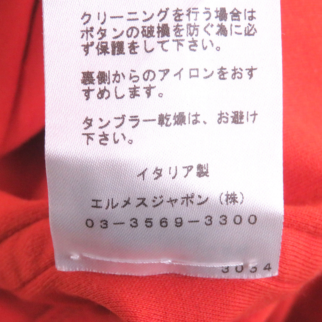 Excellent HERMES Short sleeve polo shirt Serie Button Side H Logo Orange