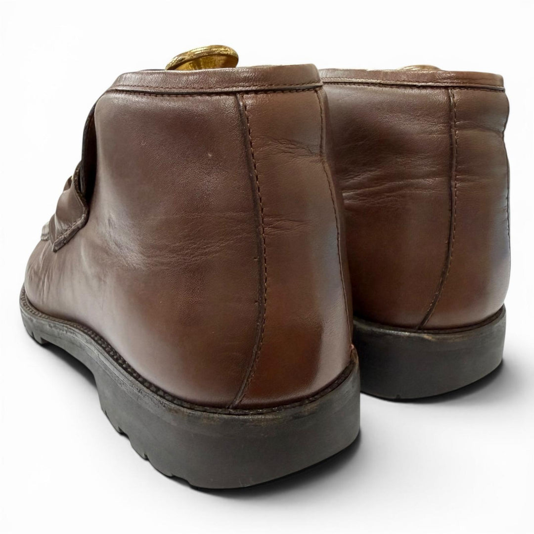 Discounted Very Good GUCCI Ankle boots Horsebit Chukka Boots Brown leather mens 40