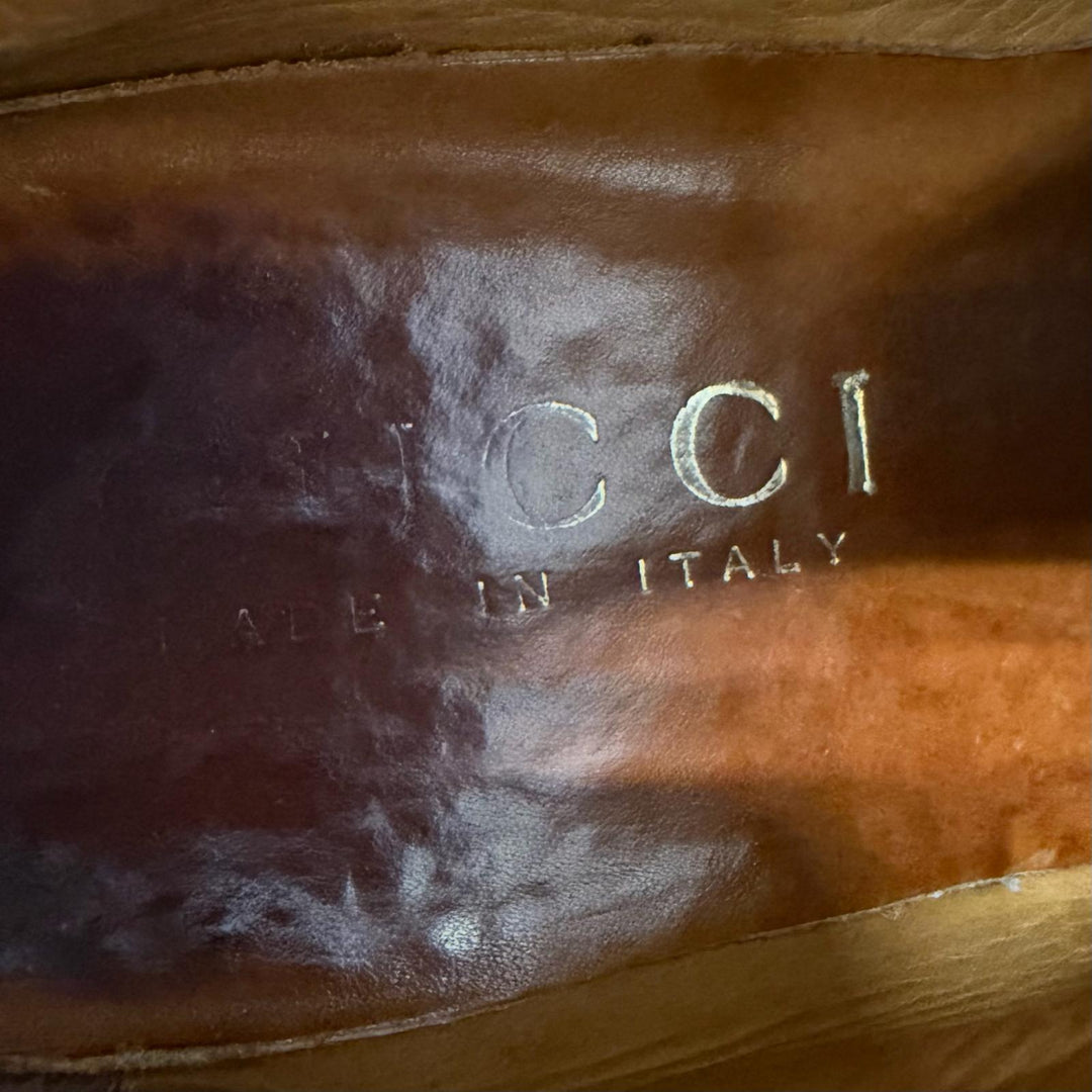 Discounted Very Good GUCCI Ankle boots Horsebit Chukka Boots Brown leather mens 40