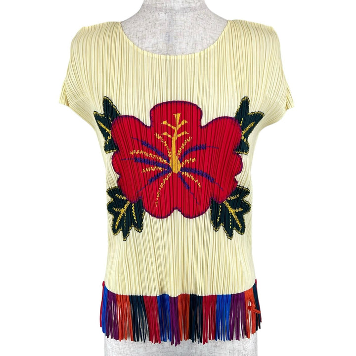 Great PLEATS PLEASE T-shirt Hibiscus/Fringe multicolor polyester 3 PP91-JK572