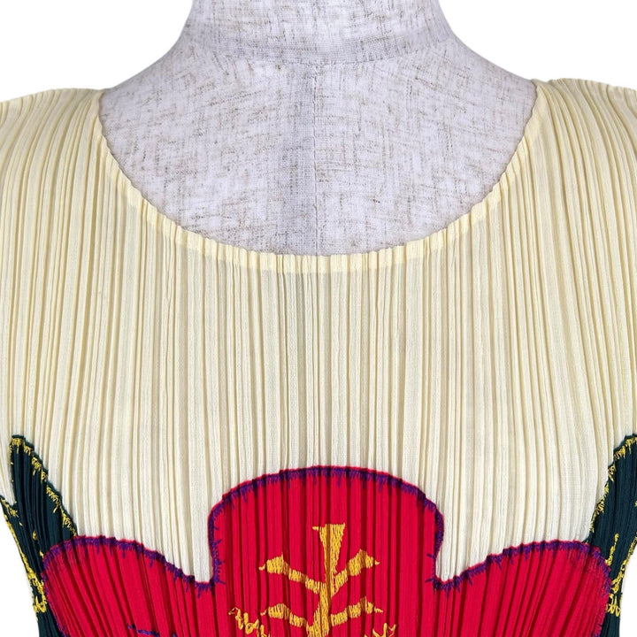 Great PLEATS PLEASE T-shirt Hibiscus/Fringe multicolor polyester 3 PP91-JK572