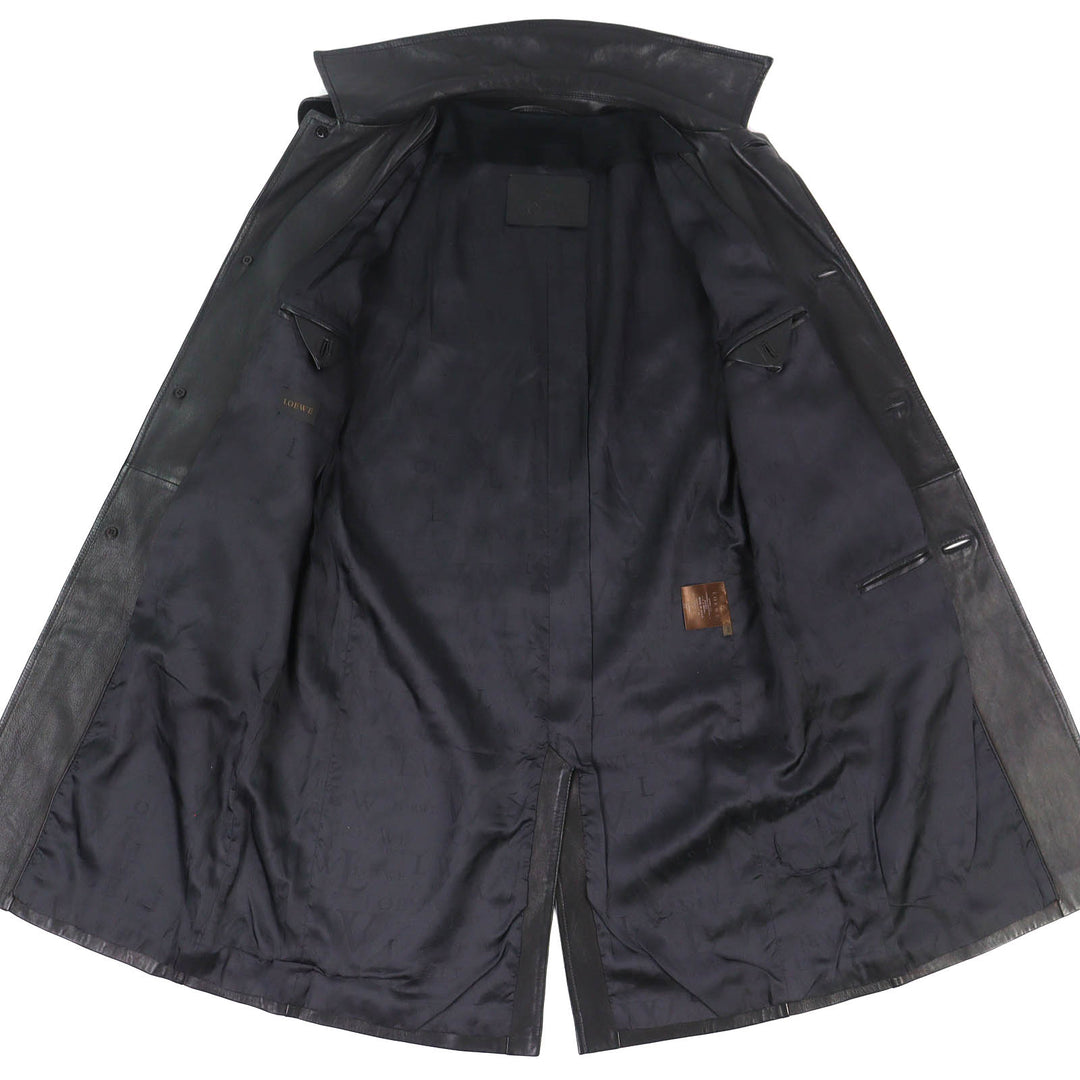 Very Good LOEWE Leather coat Anagram Embossed Logo Chin Strap Lamb black 48